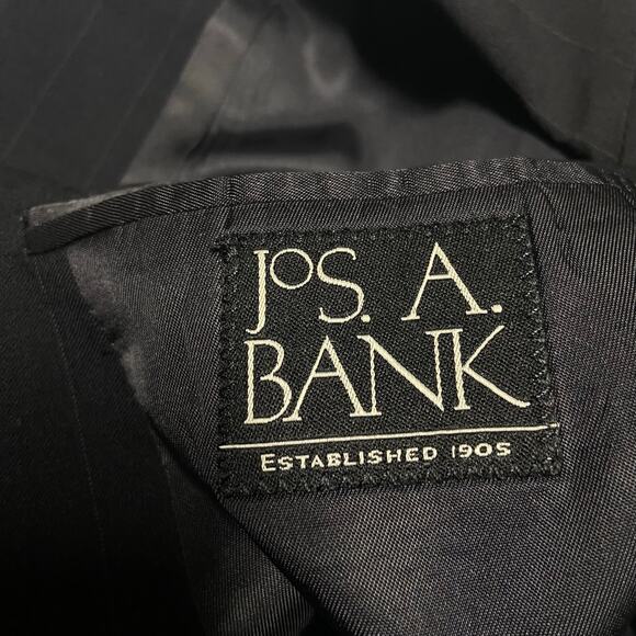 Jos A Bank Blazer Suit Jacket Sport Coat 100% Wool 52L Black Pin Stripe EUC - Picture 6 of 11